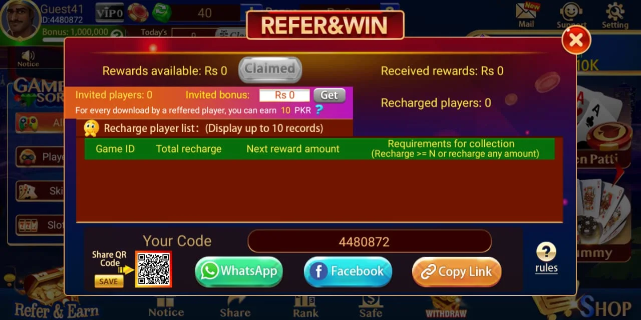 3 Lucky Blue APK refer and win rewards