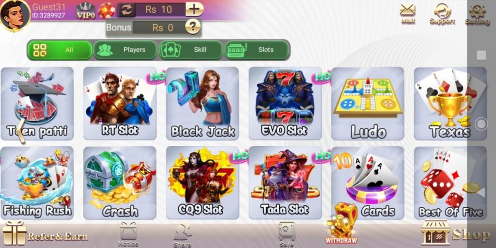 3 Patti Winner APK game lobby