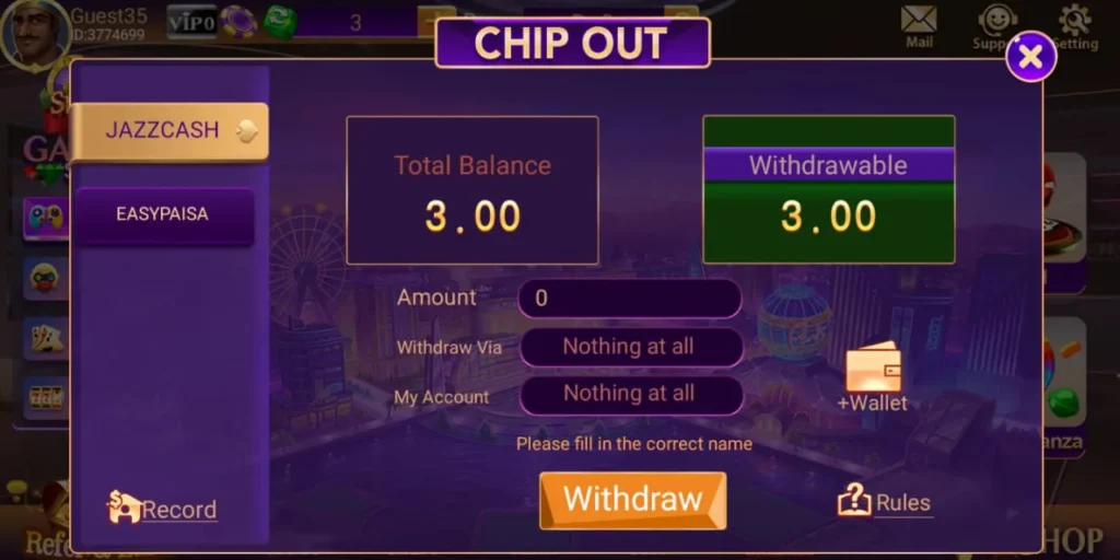 3 Card World chip out