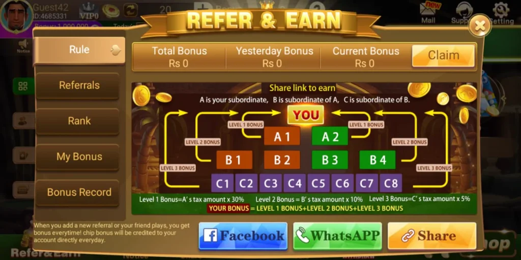 Ludo Bonus refer and earn