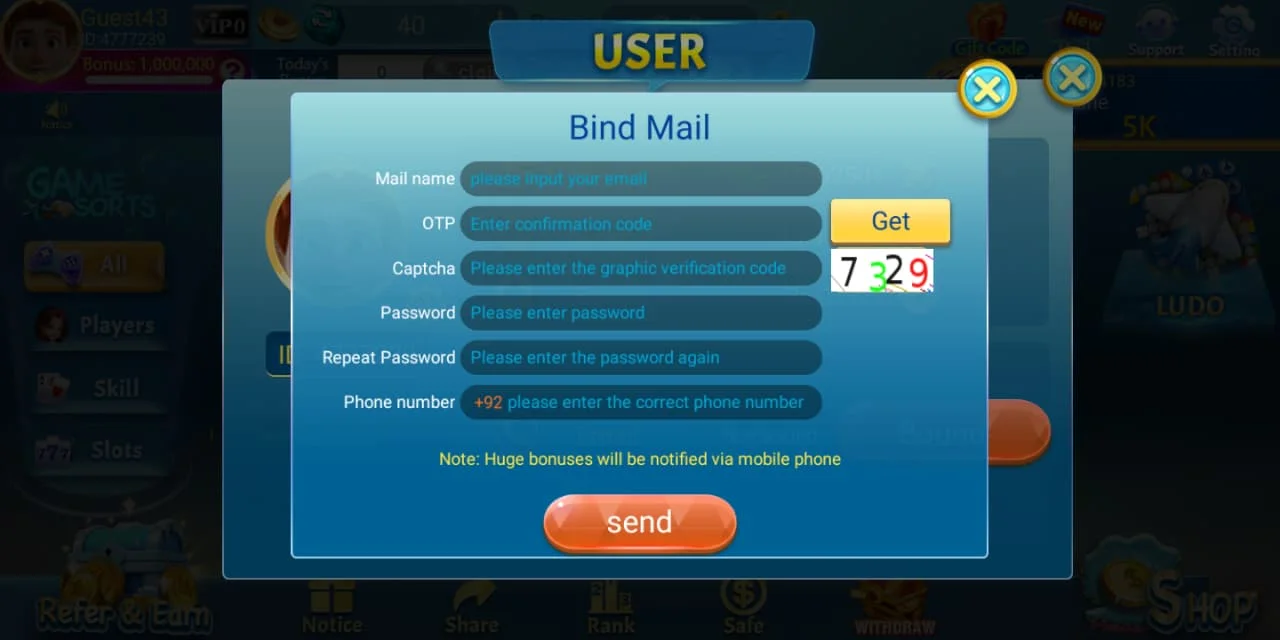Slot Royal email binding